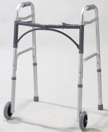 Walker Folding 2-Button Adult Alum w/5 Wheels (Drive)