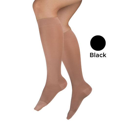 Ladies' Sheer Mild Support Lg 15-20 mmHg Knee Hi CT Black